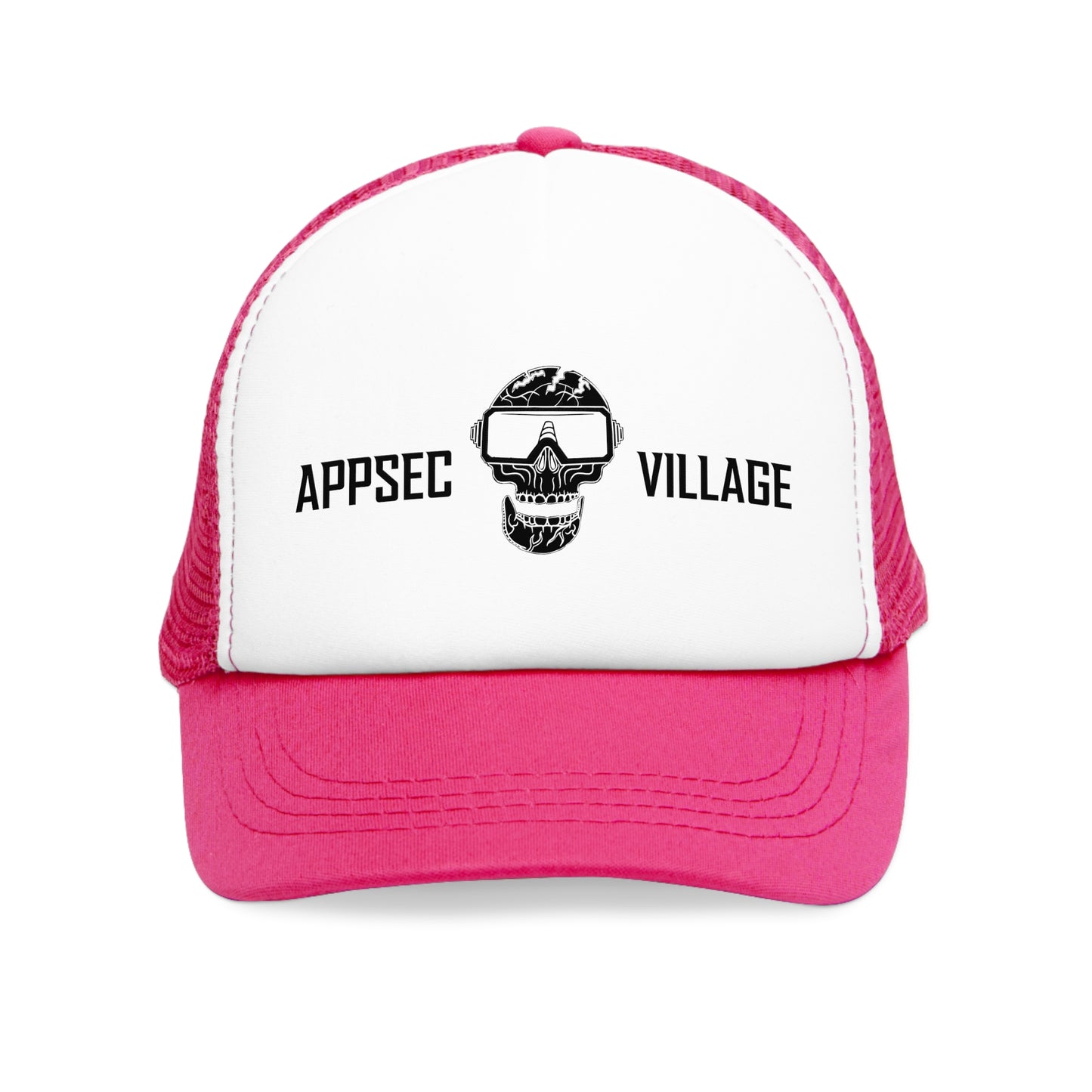 Skull Graphic Mesh Cap, Trendy Urban Hat, AppSec Village Snapback, Cybersecurity Gift, Festival Ready Cap