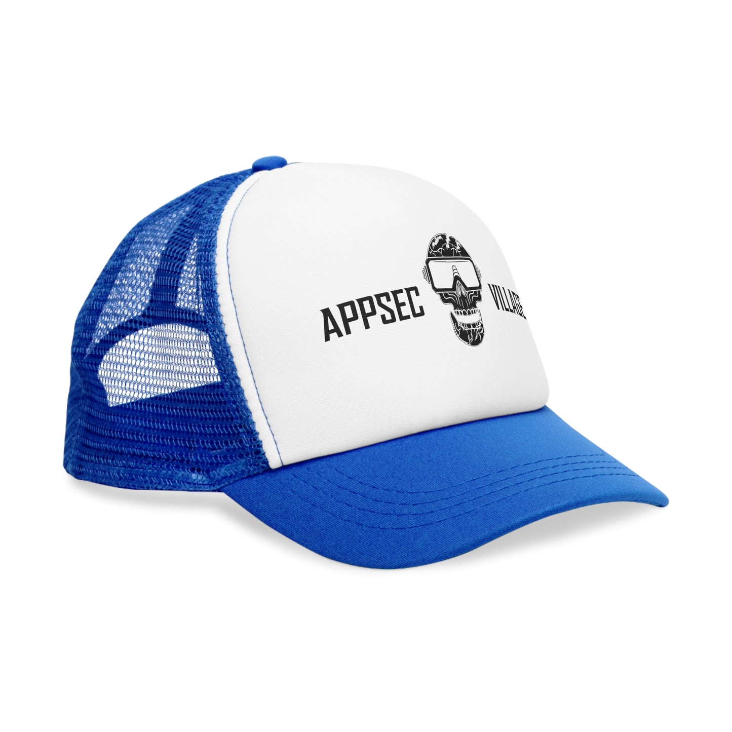 Skull Graphic Mesh Cap, Trendy Urban Hat, AppSec Village Snapback, Cybersecurity Gift, Festival Ready Cap