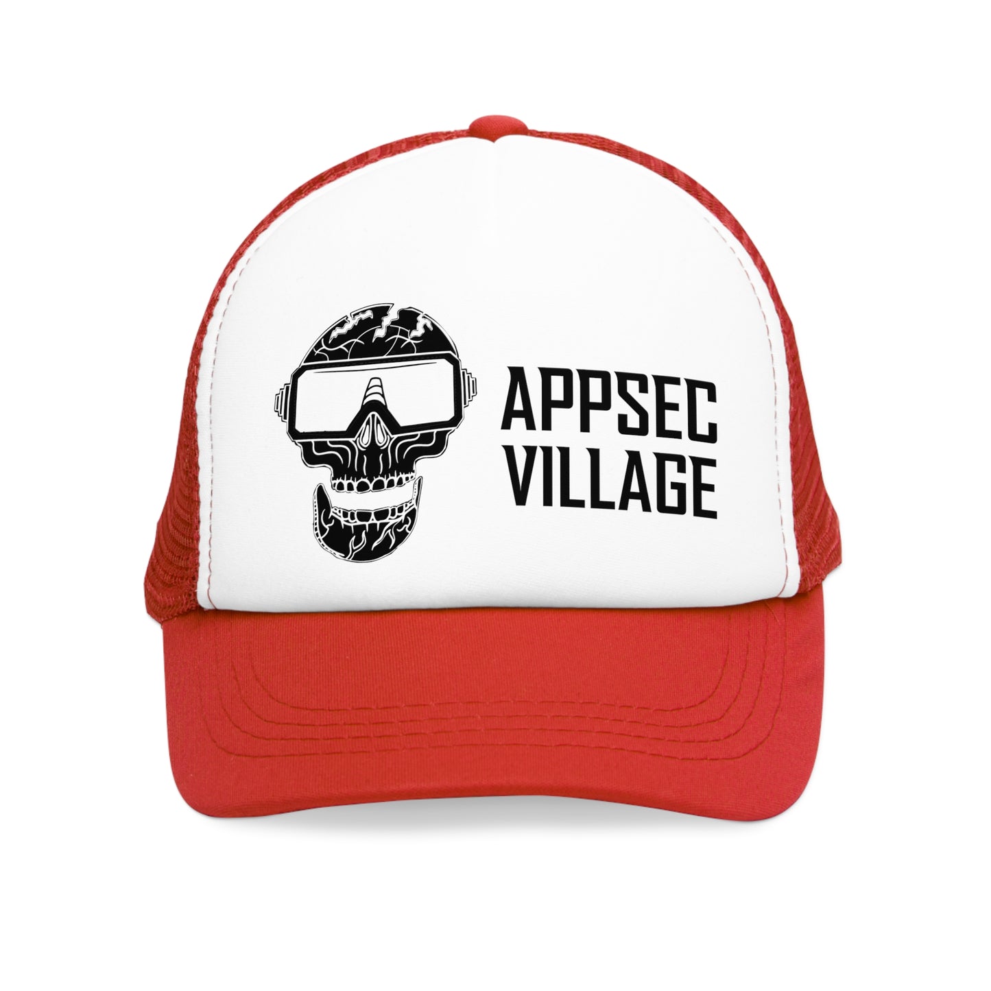 Skull Graphic Mesh Cap, Trendy Urban Hat, AppSec Village Snapback, Cybersecurity Gift, Festival Ready Cap