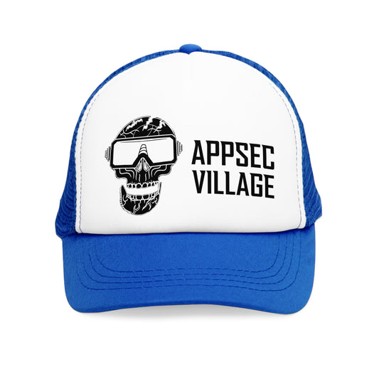 Skull Graphic Mesh Cap, Trendy Urban Hat, AppSec Village Snapback, Cybersecurity Gift, Festival Ready Cap