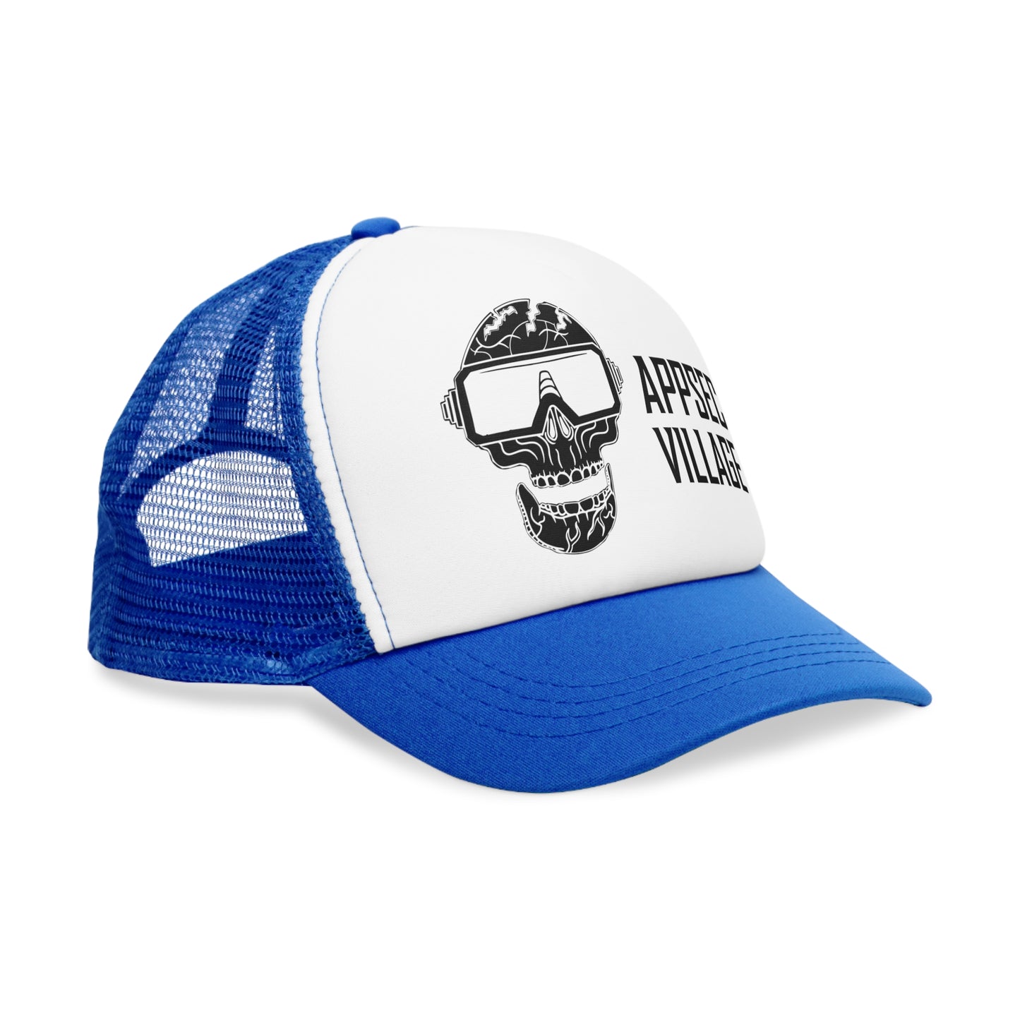 Skull Graphic Mesh Cap, Trendy Urban Hat, AppSec Village Snapback, Cybersecurity Gift, Festival Ready Cap