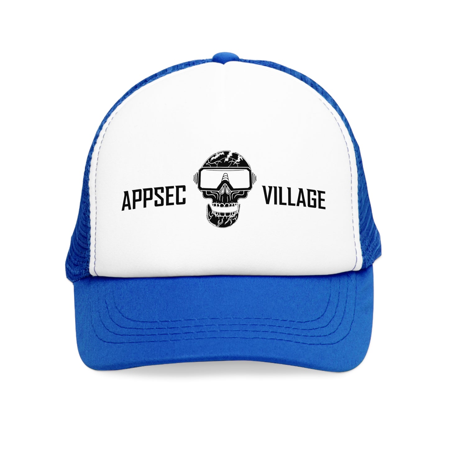 Skull Graphic Mesh Cap, Trendy Urban Hat, AppSec Village Snapback, Cybersecurity Gift, Festival Ready Cap