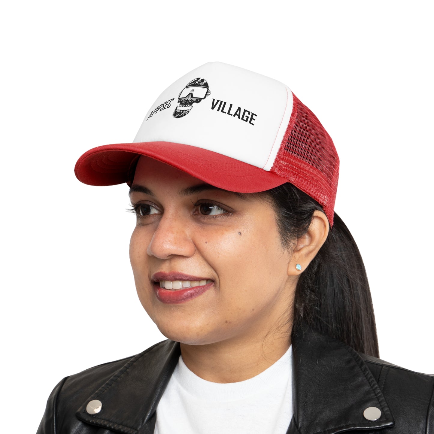 Skull Graphic Mesh Cap, Trendy Urban Hat, AppSec Village Snapback, Cybersecurity Gift, Festival Ready Cap