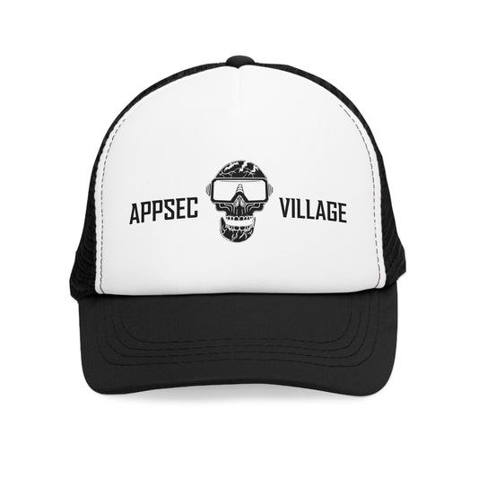Skull Graphic Mesh Cap, Trendy Urban Hat, AppSec Village Snapback, Cybersecurity Gift, Festival Ready Cap