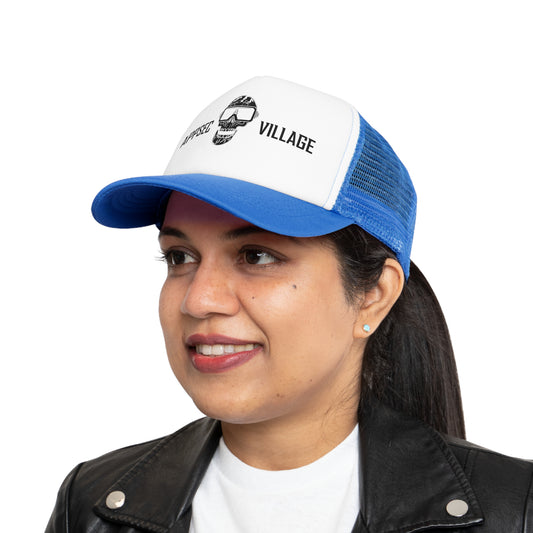 Skull Graphic Mesh Cap, Trendy Urban Hat, AppSec Village Snapback, Cybersecurity Gift, Festival Ready Cap